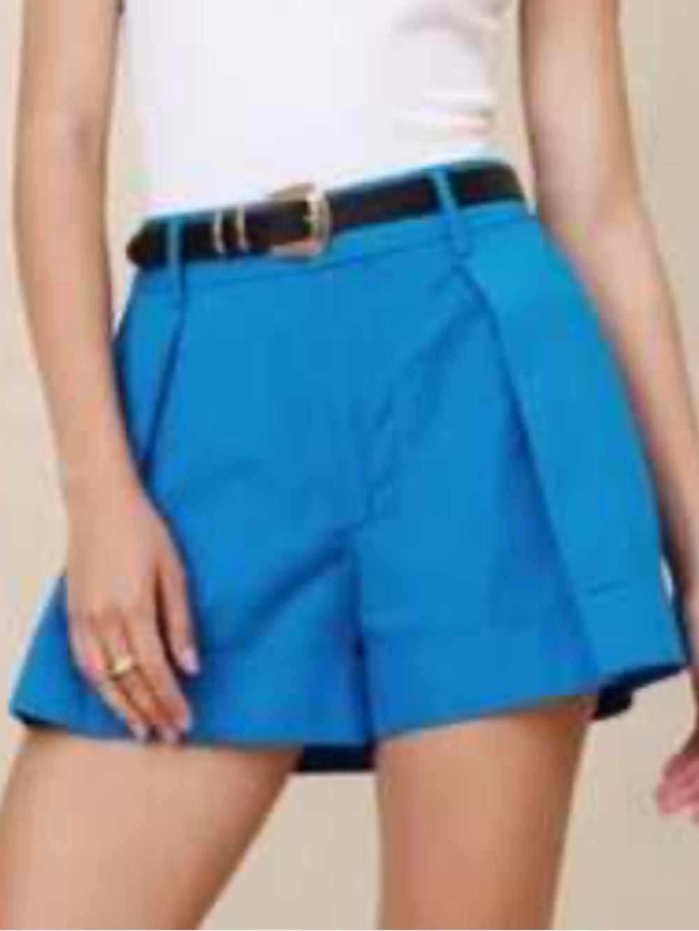 Banana Republic Bright Blue High-Waist Pleated Shorts